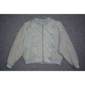 Pilcro Quilted Bomber Jacket Women XS Relaxed Patina Fade Blue EUC Anthropologie